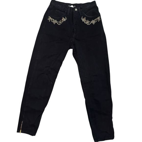 Vtg 80s Guess Georges Marciano Jeans Sz 28 *25x26 Black Denim Tapered Ankle Zip - Picture 1 of 15